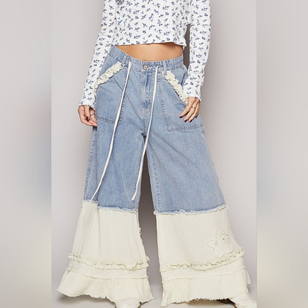 NEW! POL Blue Cream Wide-Leg Jeans. NWOT. BRAND NEW.